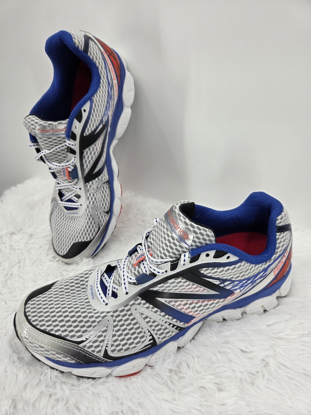 New Balance Men's Grey and Blue Running Shoes